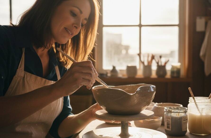 A dynamic, wide-angle 'epic moment' shot showcasing a Beaumaris small business owner passionately discussing their bespoke product with a client inside a stylish boutique, dramatically lit with natural light streaming through large windows, embodying the essence of Beaumaris commercial photography for small businesses.