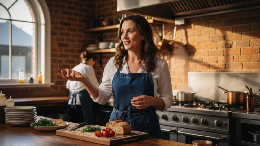 An epic moment of a local Bentleigh small business owner passionately discussing their craft in a sunlit artisan workshop, expertly captured with dramatic lighting for Bentleigh editorial storytelling photography.