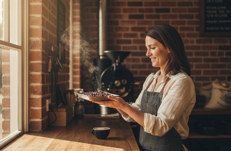 An emotionally resonant, cinematic editorial photograph capturing a Seddon creative entrepreneur passionately discussing their craft inside a vibrant local cafe, with dramatic natural light highlighting their expression, showcasing bespoke editorial photography Seddon creatives.