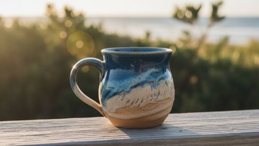 Dramatic, high-angle shot showcasing a handcrafted artisanal candle from a local Edithvale business, expertly lit to highlight its texture and glow against a soft, blurred background reminiscent of Edithvale's morning light, emphasizing the premium quality achieved through bespoke product photography Edithvale businesses can rely on.