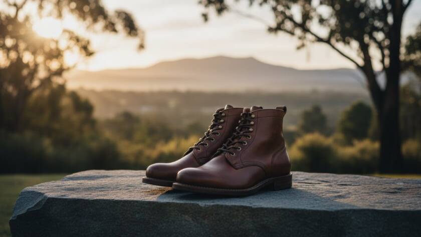 Dramatic wide shot of meticulously arranged artisan handcrafted jewellery on a rustic timber display against a softly blurred backdrop of Ringwood North's autumn foliage, illuminated by a warm, golden hour light, highlighting the intricate details of the products, exemplifying bespoke product photography Ringwood North local businesses.