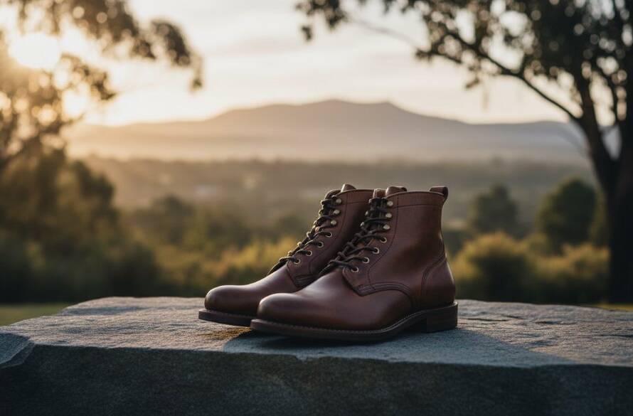Dramatic wide shot of meticulously arranged artisan handcrafted jewellery on a rustic timber display against a softly blurred backdrop of Ringwood North's autumn foliage, illuminated by a warm, golden hour light, highlighting the intricate details of the products, exemplifying bespoke product photography Ringwood North local businesses.