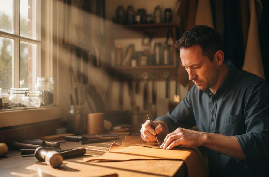 An epic moment captured, showcasing the best commercial photography Creswick Victoria businesses can leverage. A local artisan passionately working in their rustic Creswick workshop, dramatic lighting illuminating their craft, conveying dedication and authenticity.