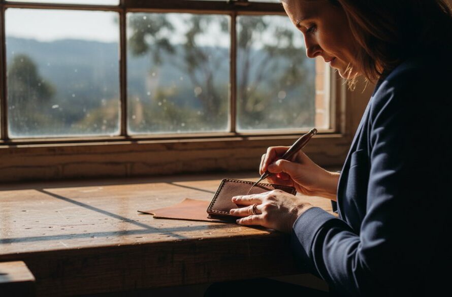 A dramatic, golden hour shot of a local artisan carefully hand-finishing a unique ceramic piece on a rustic workbench in Black Hill, Victoria, with the misty backdrop of the Black Hill Reserve, epitomising compelling Black Hill Victoria Artisan Brand Advertising Photography.