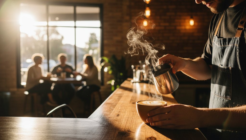 An epic, professionally color-graded shot of a local artisan's handcrafted product dramatically lit in a bustling Blackburn market stall, showcasing the power of Blackburn advertising photography boosting local business presence to attract customers.