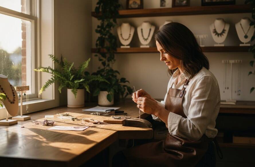 An inspiring, cinematically lit photograph of a vibrant small business owner, a Blackburn North personal brand photographer for small businesses, interacting genuinely with a client in a modern, sunlit cafe in Blackburn North, showcasing connection and professional expertise.