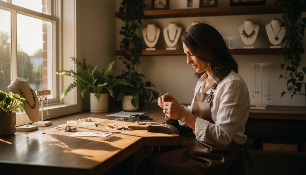 An inspiring, cinematically lit photograph of a vibrant small business owner, a Blackburn North personal brand photographer for small businesses, interacting genuinely with a client in a modern, sunlit cafe in Blackburn North, showcasing connection and professional expertise.