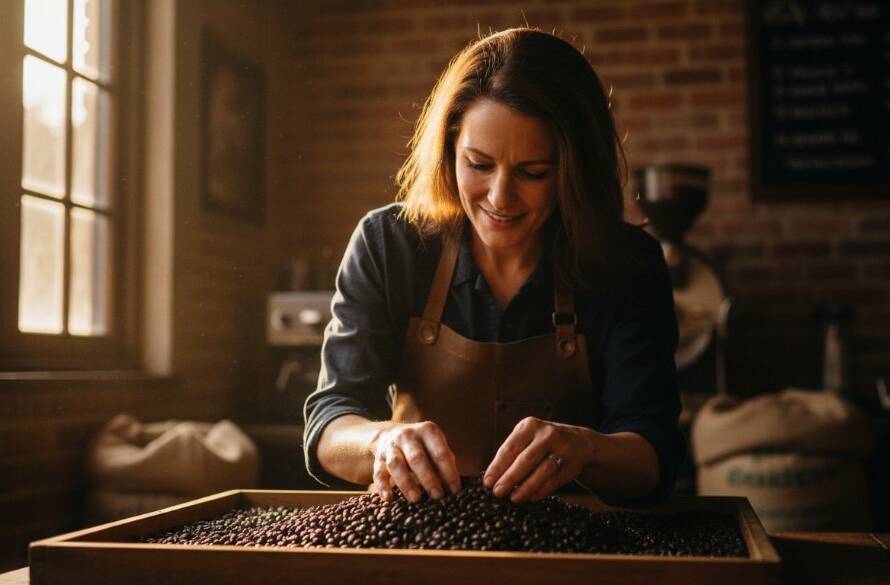 Dynamic Boronia Victoria brand storytelling photography of a skilled artisan crafting an item in a warmly lit workshop, demonstrating passion and expertise.