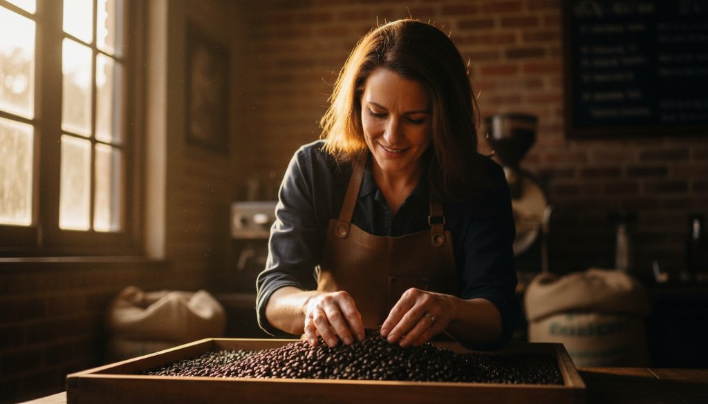 Dynamic Boronia Victoria brand storytelling photography of a skilled artisan crafting an item in a warmly lit workshop, demonstrating passion and expertise.