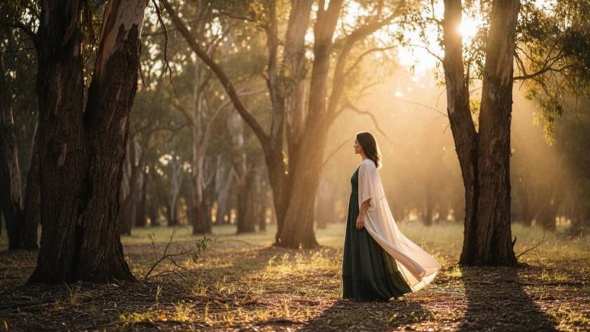 An epic, dramatically lit fine art photograph capturing a profound personal narrative in Boronia, Victoria, featuring a contemplative subject amidst a serene, artistic setting, illustrating Boronia Victoria fine art photography creating evocative personal narratives.