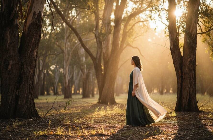 An epic, dramatically lit fine art photograph capturing a profound personal narrative in Boronia, Victoria, featuring a contemplative subject amidst a serene, artistic setting, illustrating Boronia Victoria fine art photography creating evocative personal narratives.