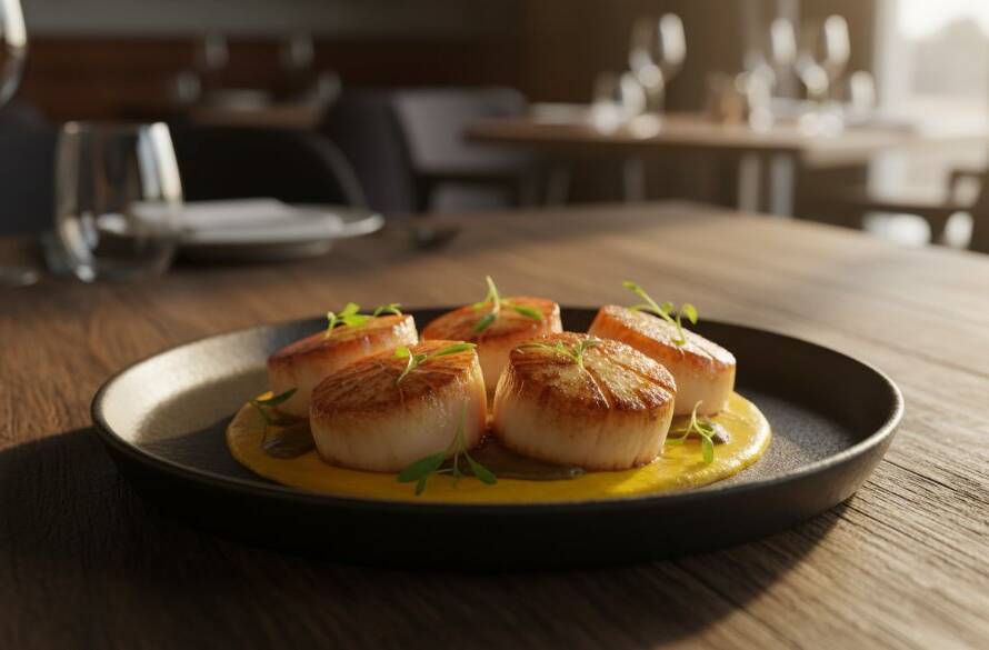 Dramatic, cinematic close-up of a meticulously plated gourmet dish, likely from a Botanic Ridge artisanal food photography shoot, showcasing vibrant ingredients under warm, professional studio lighting, with a soft background blur.