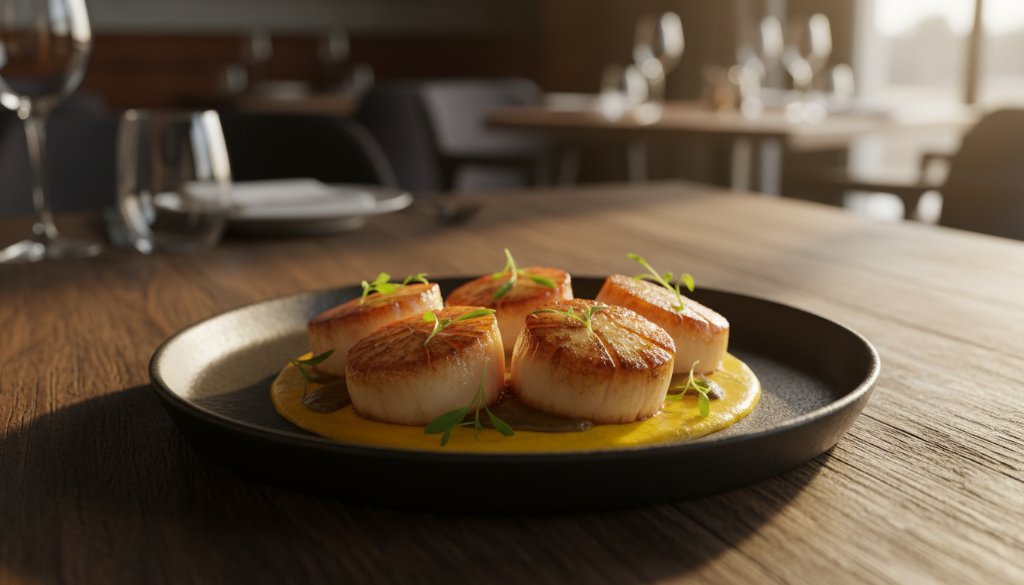 Dramatic, cinematic close-up of a meticulously plated gourmet dish, likely from a Botanic Ridge artisanal food photography shoot, showcasing vibrant ingredients under warm, professional studio lighting, with a soft background blur.