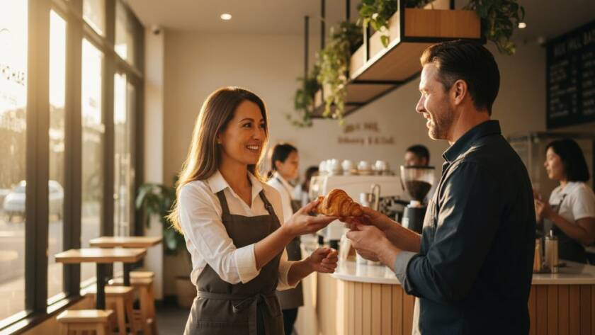 Dynamic wide shot of a creative entrepreneur having an inspired moment during a Box Hill branding photography for small businesses session, surrounded by vibrant local market stalls under dramatic golden hour light, reflecting energy and success.
