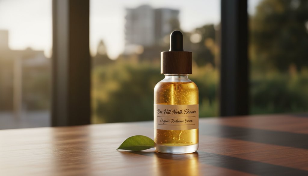 Dynamic hero shot featuring professional Box Hill North eCommerce product photography Melbourne, showcasing a locally crafted artisan coffee bean package dramatically lit on a rustic wooden table in a Box Hill North cafe, with dappled sunlight through a window and blurred urban backdrop.