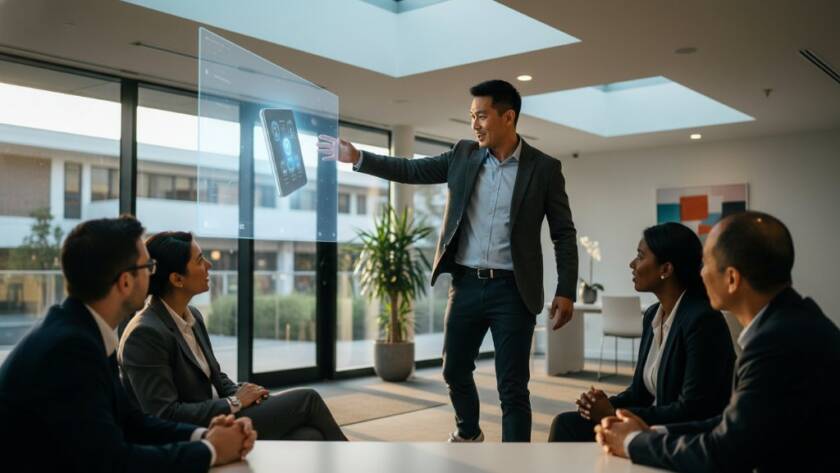 An epic moment of Box Hill South professional commercial photography: a local artisan proudly displaying their handcrafted product with dramatic lighting and a modern, authentic backdrop, reflecting the vibrant commercial spirit of Box Hill South.