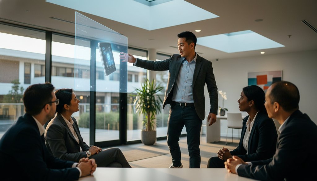 An epic moment of Box Hill South professional commercial photography: a local artisan proudly displaying their handcrafted product with dramatic lighting and a modern, authentic backdrop, reflecting the vibrant commercial spirit of Box Hill South.