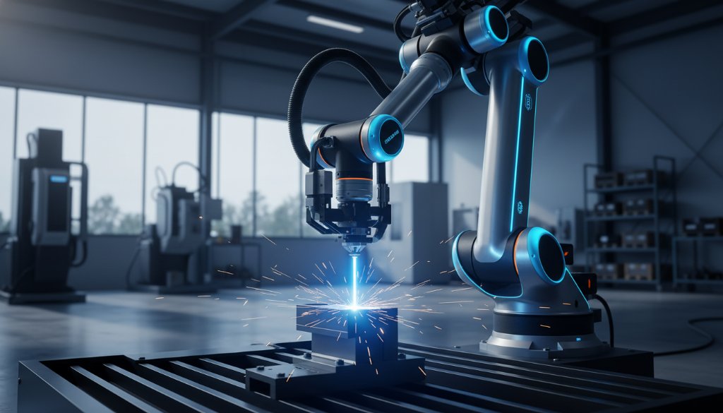 Dynamic close-up of a sleek, high-tech industrial machine product being expertly photographed in a modern Braeside warehouse, showcasing Braeside industrial product photography expertise with dramatic lighting and a sense of precision.