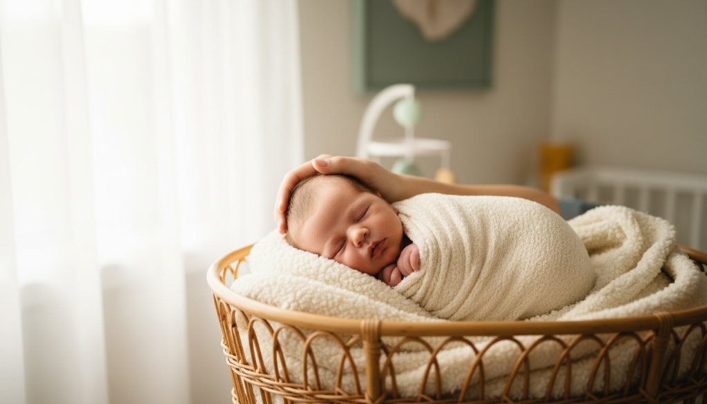 Braybrook newborn photography cherished early days: A sleeping baby with delicate fingers clutching a parent's hand, bathed in soft, ethereal light from a window overlooking a peaceful Braybrook street, evoking a sense of calm and new beginnings.