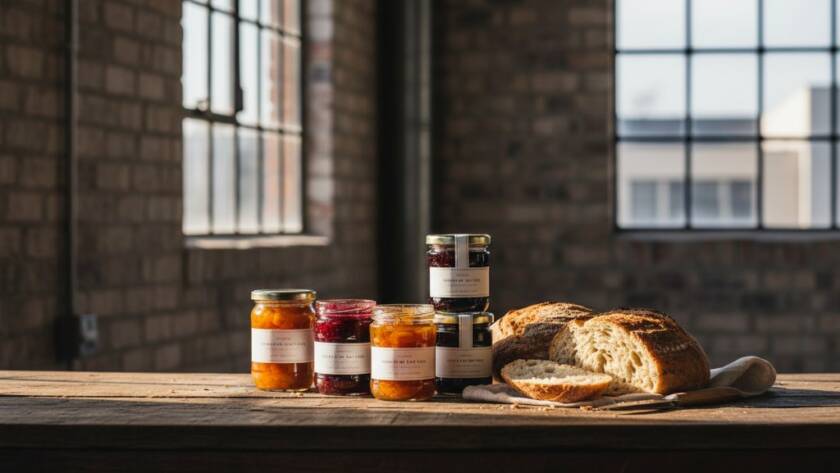 An epic moment captured: A beautifully styled flat lay featuring handcrafted ceramic mugs and artisanal coffee beans, bathed in warm, directional sunlight streaming through a window in a rustic Braybrook studio, highlighting textures and unique details, with the focus keyphrase Braybrook product photography for local small businesses.