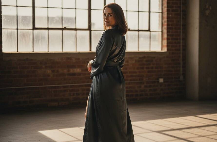 A powerful, black and white epic moment from a Brooklyn Victoria intimate boudoir photography session, featuring a woman in elegant lace, silhouetted against a softly lit window, exuding confidence and grace, with dramatic lighting highlighting her profile.
