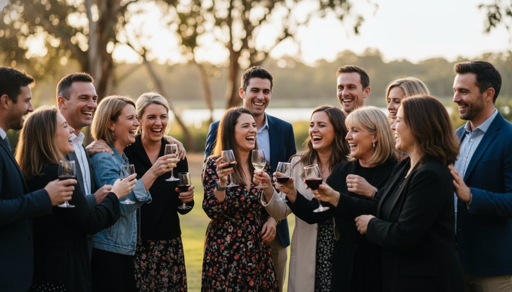 A candid, 'epic moment' photograph of a joyous crowd celebrating at a community festival in Bulleen, showcasing vibrant colours and authentic interactions, perfectly illustrating Bulleen Event Photography Capturing Authentic Moments.