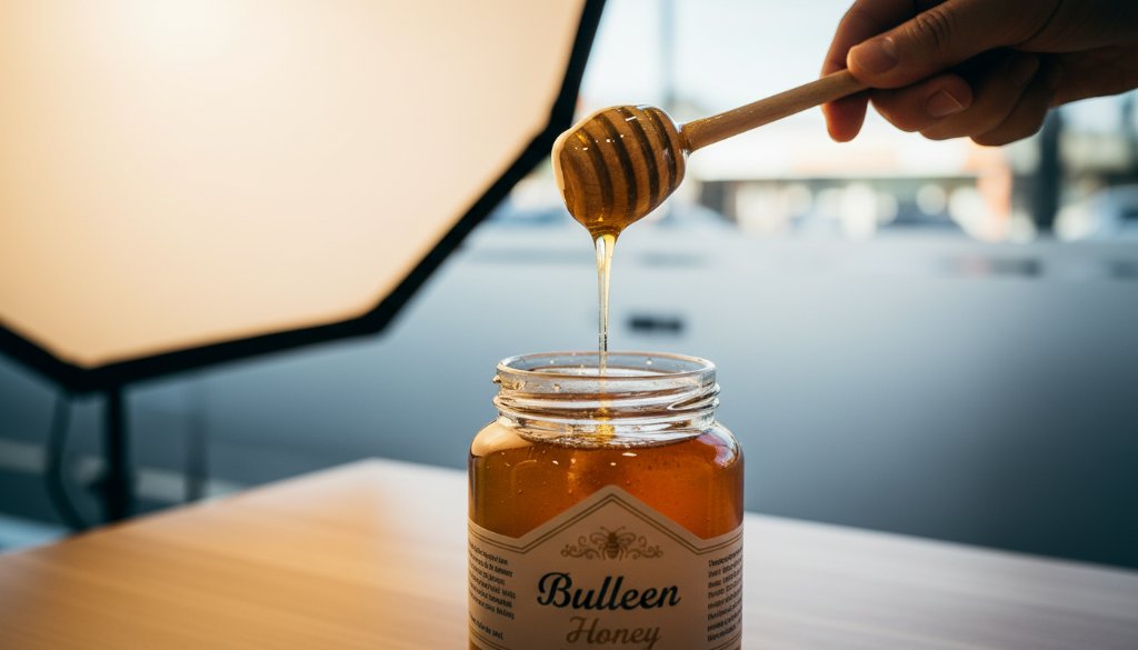 Dramatic shot of a handcrafted ceramic mug being expertly photographed in a modern Bulleen small business product photography studio, with softboxes illuminating its unique texture against a minimalist backdrop, evoking artistry and precision.