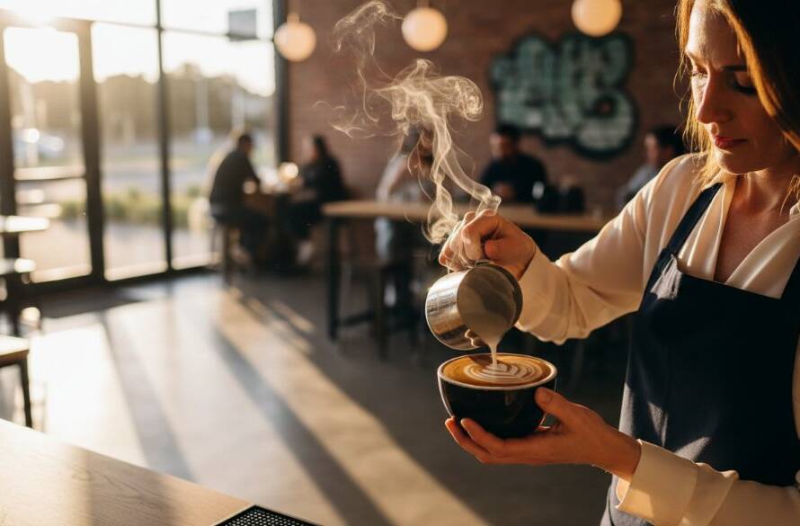 Dramatic close-up of a steaming gourmet brunch dish, possibly an artistic eggs benedict or avocado toast, bathed in warm, soft morning light streaming through a cafe window in Burnside Heights, Victoria. The scene showcases professional Burnside Heights cafe menu photography expertise, with exquisite plating, vibrant colours, and a shallow depth of field, highlighting the texture and freshness. An 'epic moment' of culinary artistry captured.