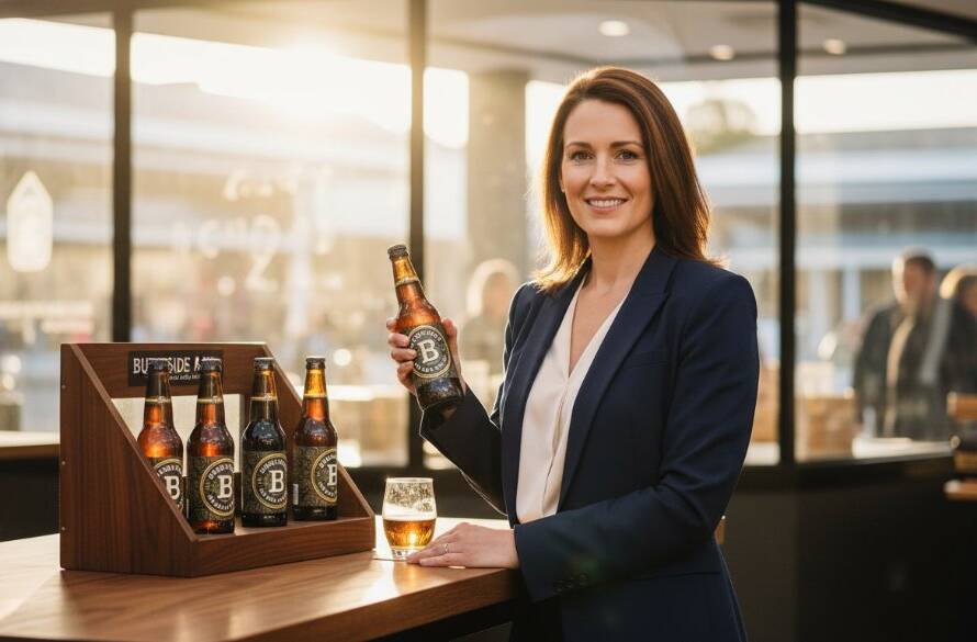 An epic moment shot featuring a local Burnside Victoria advertising photography expert capturing a dynamic scene for a small business, showcasing vibrant products against a stylish, modern backdrop with dramatic studio lighting and professional colour grading.