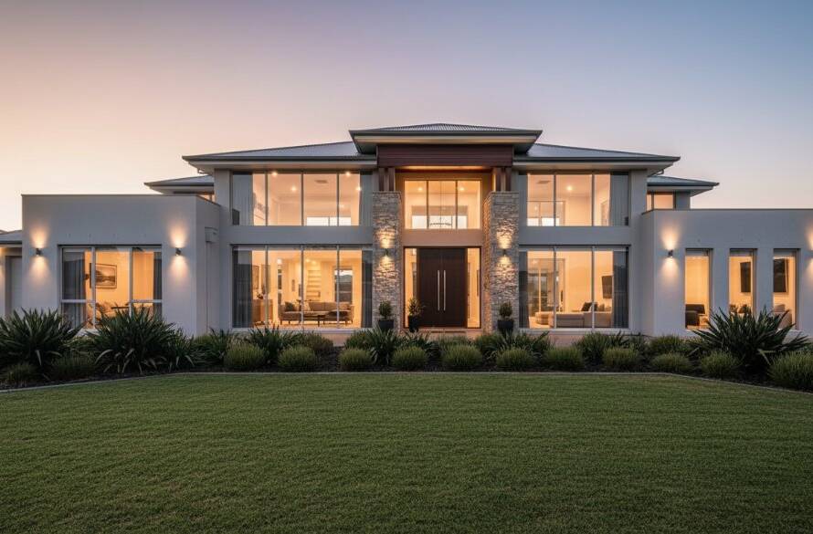 Epic twilight photograph showcasing a luxurious modern home in Burnside, Victoria, expertly lit to highlight its architectural beauty, demonstrating superior Burnside Victoria Real Estate Photography to Sell Faster.