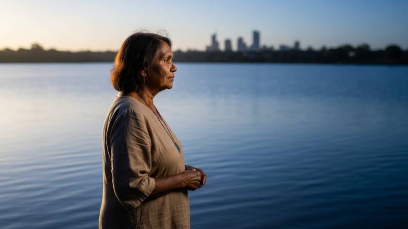 A dramatically lit fine art portrait in Cairnlea, capturing a subject's unique story amidst the natural beauty of the local wetlands, showcasing profound emotion and intricate details.