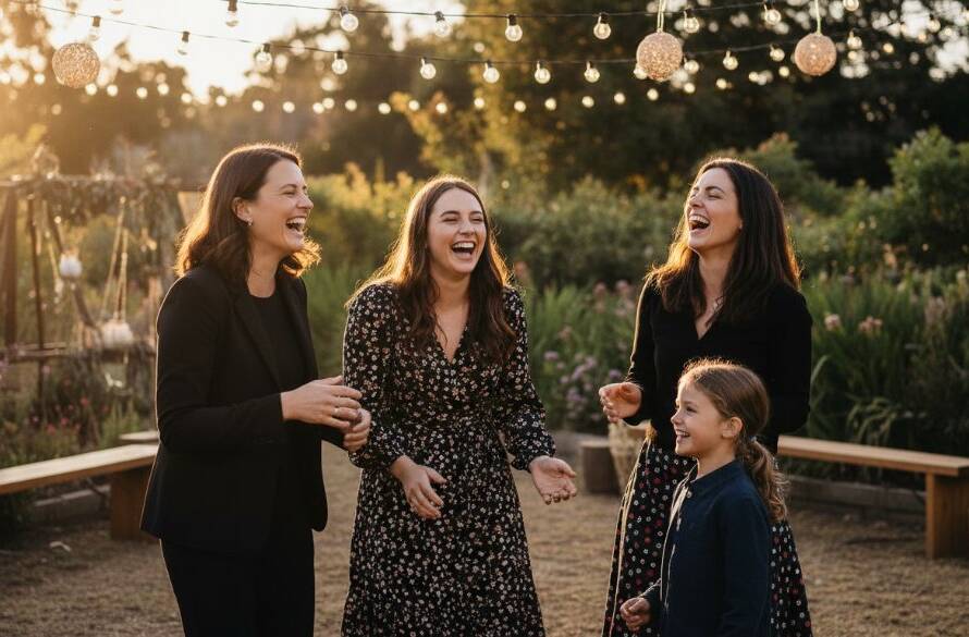 An emotionally charged 'epic moment' photograph capturing genuine joy at an outdoor celebration in Croydon, Victoria, featuring guests laughing candidly under string lights, professionally composed to highlight the authentic connections through expert candid event photography Croydon Victoria.