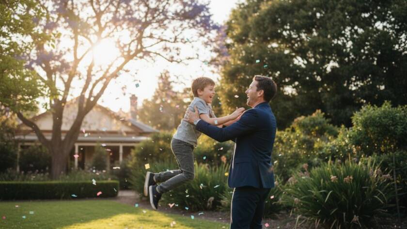 A vibrant and candid Malvern birthday party photography shot, capturing a child's pure joy as they blow out candles on a beautifully decorated cake, surrounded by warm, celebratory light and blurred happy faces.