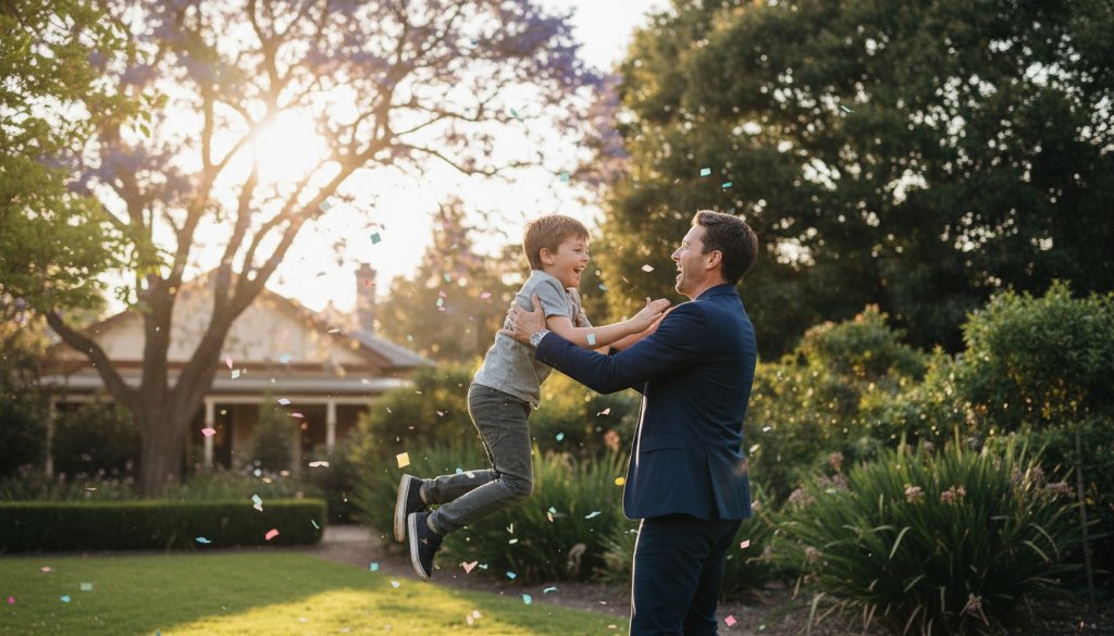 A vibrant and candid Malvern birthday party photography shot, capturing a child's pure joy as they blow out candles on a beautifully decorated cake, surrounded by warm, celebratory light and blurred happy faces.