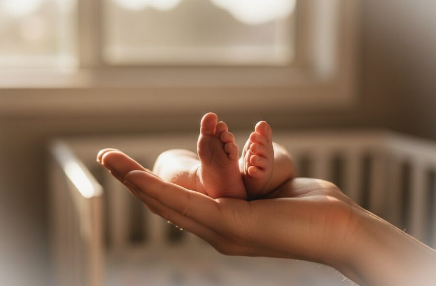 A heartwarming, cinematic close-up of a sleeping newborn baby's tiny hand gently clutching a parent's finger, illuminated by soft golden window light in a Moe home, embodying authentic candid newborn photography Moe Victoria.