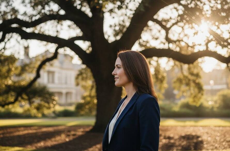 An ethereal fine art portrait session in Canterbury Victoria, featuring a subject bathed in soft, golden hour light amidst heritage architecture, embodying Canterbury Victoria fine art photography for timeless portraits.