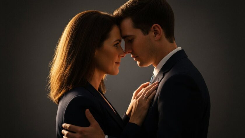 An emotionally captivating studio portrait of a family, bathed in warm, dramatic cinematic lighting, in Black Hill, Victoria. The scene showcases a genuine embrace, with soft shadows and rich colours, emphasizing the tender connection. The image highlights the beauty of captivating Black Hill studio portrait photography sessions Victoria, captured with professional precision.