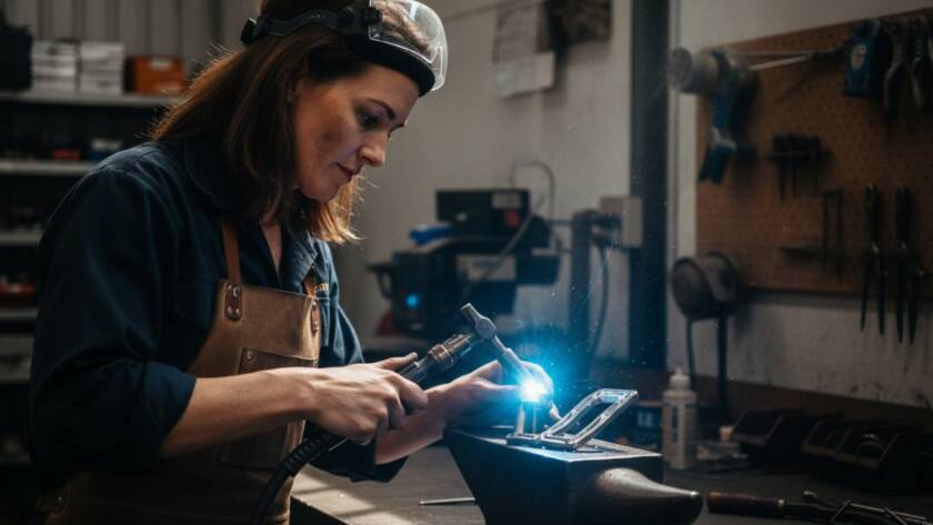 Dramatic, professional photograph showcasing the vibrant energy of a local artisan in Bayswater North, expertly crafting bespoke goods, with dynamic studio lighting highlighting intricate details and the passion behind their craft. This image embodies captivating commercial photography Bayswater North businesses need to showcase their unique story.