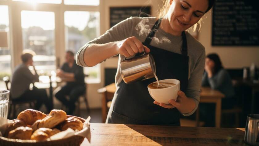 Dynamic wide shot of a chef meticulously plating a gourmet dish in a sun-drenched, rustic kitchen at a Croydon North eatery, emphasizing the captivating food photography Croydon North local eateries can achieve with dramatic, professional lighting and a warm, inviting atmosphere.
