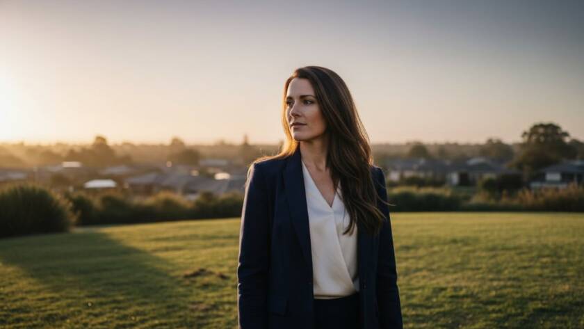 A dramatic, cinematic fine art portrait capturing a profound, emotionally resonant moment of an individual in a captivating Keilor East setting, showcasing the power of captivating Keilor East fine art portraiture. The subject is bathed in golden hour light, reflecting contemplation and grace.