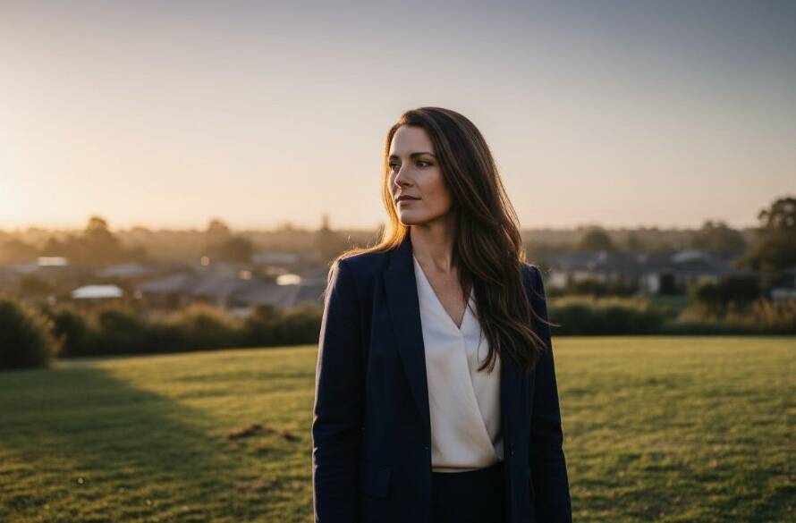 A dramatic, cinematic fine art portrait capturing a profound, emotionally resonant moment of an individual in a captivating Keilor East setting, showcasing the power of captivating Keilor East fine art portraiture. The subject is bathed in golden hour light, reflecting contemplation and grace.