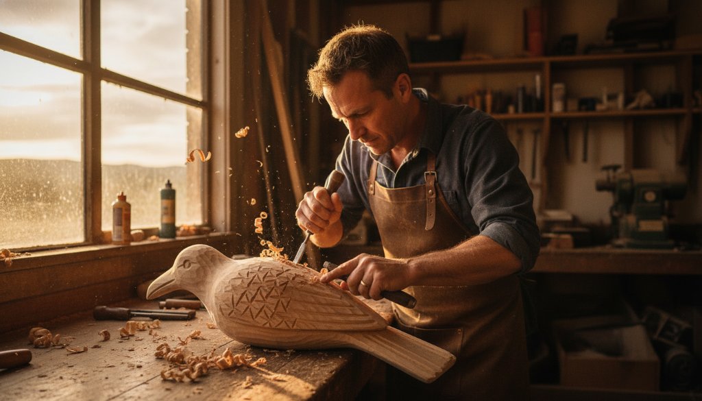 A dynamic, high-angle shot showcasing Captivating Melton Advertising Photography Local Brands Victoria, featuring a local artisan proudly presenting their handcrafted product on a rustic stall at the Melton Botanic Garden market, bathed in golden hour light, with a diverse crowd softly blurred in the background, conveying community and quality.
