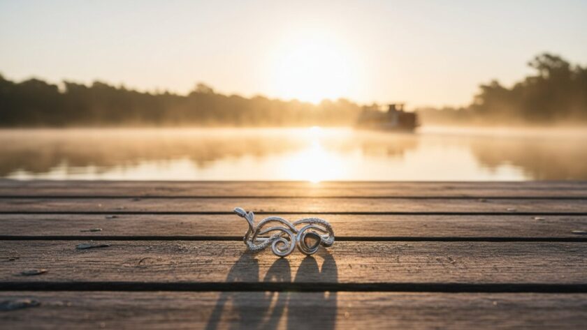 Dramatic wide shot capturing a local artisan's handcrafted product bathed in golden hour light by the Murray River in Moama, exemplifying captivating Moama advertising photography for local brands.