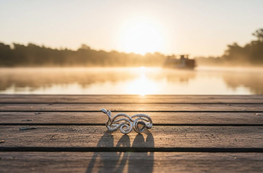 Dramatic wide shot capturing a local artisan's handcrafted product bathed in golden hour light by the Murray River in Moama, exemplifying captivating Moama advertising photography for local brands.