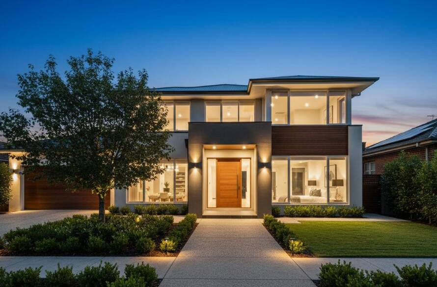 A stunning 'epic moment' photograph showcasing a modern, light-filled living room in a renovated home in Sunshine, Victoria, bathed in golden hour sunlight streaming through large windows, with a perfectly styled interior and a glimpse of a vibrant, green backyard. This captivating Sunshine property photography for stellar sales image captures the aspirational lifestyle, with a family playfully interacting in the background, out of focus, adding warmth and a sense of home.