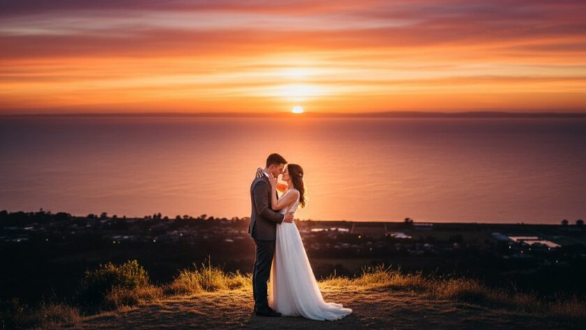 An emotional close-up of a groom wiping a tear from his bride's eye during their first dance, with soft, cinematic lighting illuminating their faces against a blurred backdrop of a beautifully decorated North Geelong wedding reception, exemplifying 'capturing authentic North Geelong wedding photography stories'.