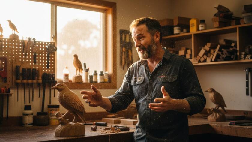 Capturing authentic stories editorial photography Croydon North: A powerful, dramatic shot of a local artisan in Croydon North passionately explaining their craft in their workshop, bathed in golden hour light, reflecting dedication and expertise.