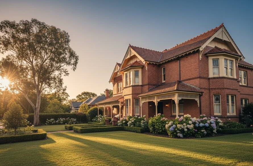 An epic, professionally colour-graded photograph of a stunning heritage building in Blackburn, Victoria, bathed in dramatic golden hour light, showcasing the intricate details of its facade, capturing Blackburn Victoria's unique architectural heritage with a cinematic feel.
