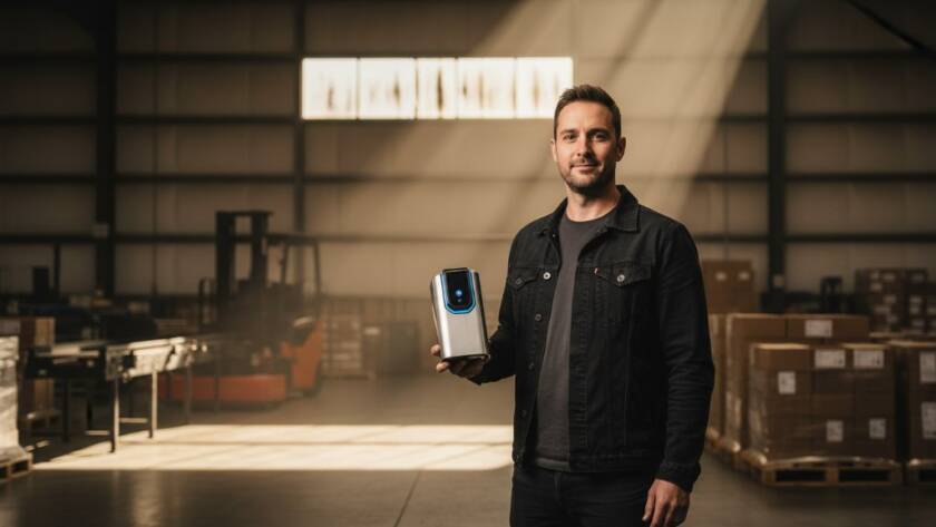 An epic moment of a local Tottenham business owner proudly presenting their handcrafted product, expertly captured through professional Capturing Brand Essence Tottenham Commercial Photography Victoria. The image features dramatic backlighting, rich colours, and a shallow depth of field, highlighting the product and the owner's passionate expression, set against an industrial-chic backdrop reflecting Tottenham's dynamic vibe.