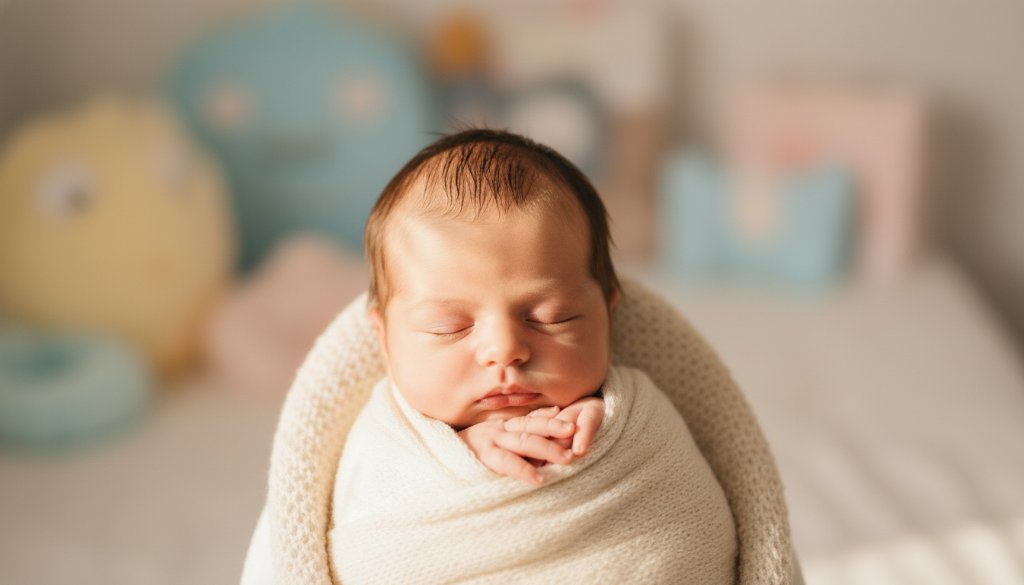 A breathtaking, warm-lit photograph Capturing Candid Newborn Photography Caroline Springs, showing a serene newborn baby sleeping soundly in parents' gentle embrace, bathed in soft morning light, evoking pure peace and love.